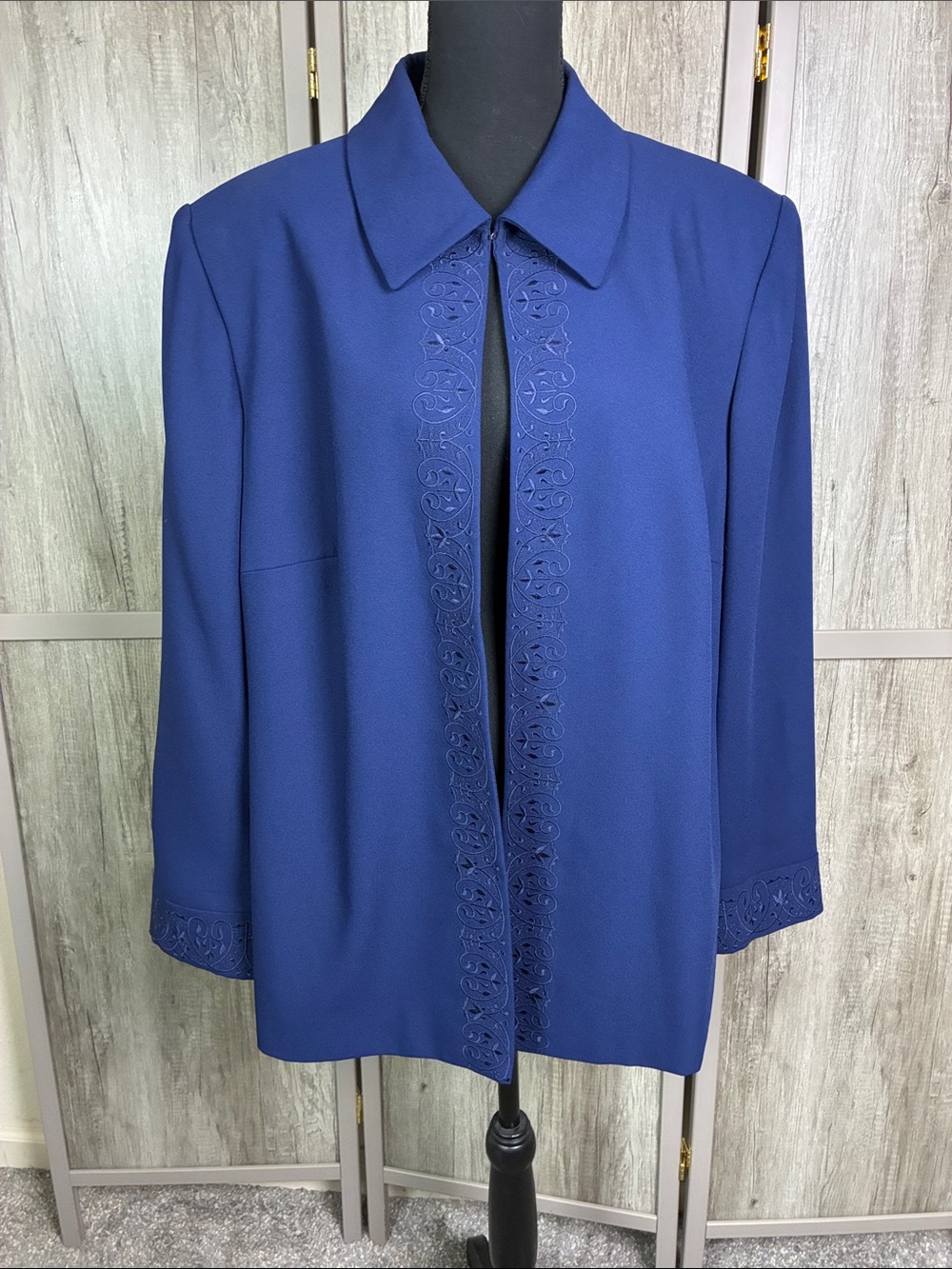 Vintage John Meyer of Norwich Laser-Cut Design Royal Blue Jacket Women's 20W
